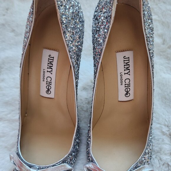 JIMMY CHOO ROMY 85 Pumps Bow Glitter - Picture 7 of 12